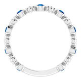 Platinum Round Lab-Grown Blue Sapphire Beaded Ring – 2mm Stones - view 2