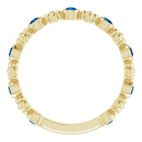 14K Gold Round Lab-Grown Blue Sapphire Beaded Ring – 2mm Stones - Yellow Gold - view 2