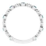 14K Gold Round Lab-Grown Alexandrite Beaded Ring – 2mm Stones - White Gold - view 2