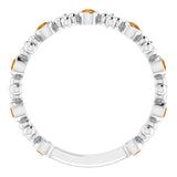 Platinum Round Natural Citrine Beaded Ring – 2mm Stones - view 2