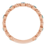 14K Gold Round Lab-Grown Alexandrite Beaded Ring – 2mm Stones - Rose Gold - view 2