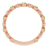 14K Gold Round Natural Peridot Beaded Ring – 2mm Stones - Rose Gold - view 2