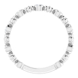 Platinum Round Natural Diamond Beaded Ring II - view 2
