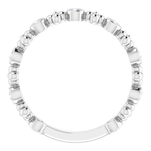 Platinum Round Natural Diamond Beaded Ring II - view 2