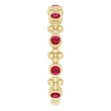 14K Gold Round Natural Ruby Beaded Ring – 2mm Stones - Yellow Gold - view 4