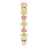 14K Gold Round Natural Pink Tourmaline Beaded Ring – 2mm Stones - Yellow Gold - view 4