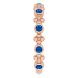 14K Gold Round Natural Blue Sapphire Beaded Ring – 2mm Stones - Rose Gold - view 4