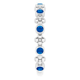 14K Gold Round Natural Blue Sapphire Beaded Ring – 2mm Stones - White Gold - view 4