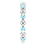 14K Gold Round Natural Aquamarine Beaded Ring – 2mm Stones - White Gold - view 4