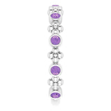 Platinum Round Natural Amethyst Beaded Ring – 2mm Stones - view 4