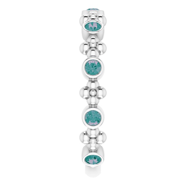 Platinum Round Lab-Grown Alexandrite Beaded Ring – 2mm Stones - view 4