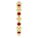14K Gold Round Natural Mozambique Garnet Beaded Ring – 2mm Stones - Yellow Gold - view 4