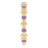 14K Gold Round Natural Amethyst Beaded Ring – 2mm Stones - Yellow Gold - view 4