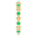 14K Gold Round Lab-Grown Emerald Beaded Ring – 2mm Stones - Yellow Gold - view 4
