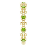 14K Gold Round Natural Peridot Beaded Ring – 2mm Stones - Yellow Gold - view 4