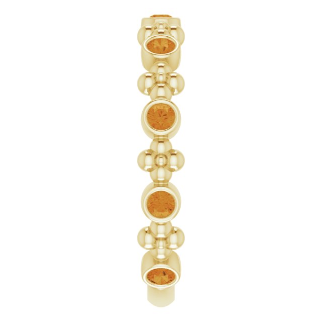 14K Gold Round Natural Citrine Beaded Ring – 2mm Stones - Yellow Gold - view 4