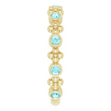 14K Gold Round Natural Blue Zircon Beaded Ring – 2mm Stones - Yellow Gold - view 4