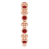14K Gold Round Natural Mozambique Garnet Beaded Ring – 2mm Stones - Rose Gold - view 4
