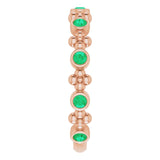14K Gold Round Lab-Grown Emerald Beaded Ring – 2mm Stones - Rose Gold - view 4