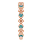14K Gold Round Natural Alexandrite Beaded Ring – 2mm Stones - Rose Gold - view 4