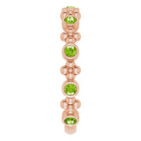 14K Gold Round Natural Peridot Beaded Ring – 2mm Stones - Rose Gold - view 4