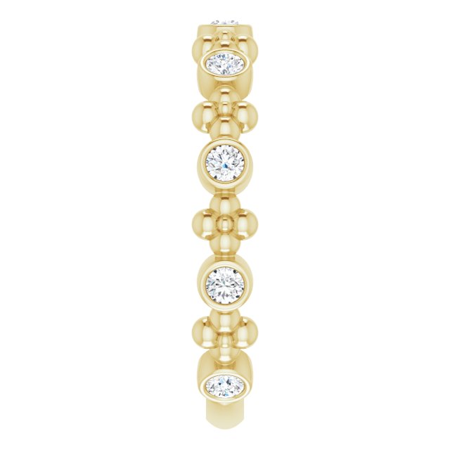 14K Gold Round Natural Diamond Beaded Ring II - Yellow Gold - view 4