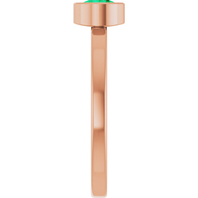 14K Gold Round Lab-Grown Emerald Bezel-Set Solitaire Ring - Rose Gold - view 4