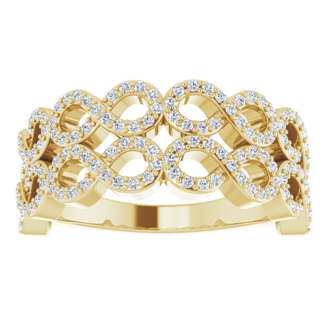 14K Gold Round Natural Diamond Infinity-Inspired Ring II - Yellow Gold - view 3