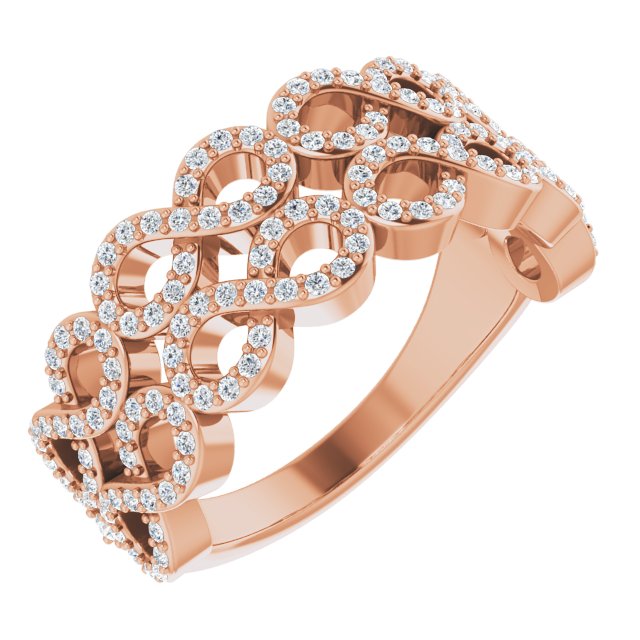 14K Gold Round Natural Diamond Infinity-Inspired Ring II - Rose Gold