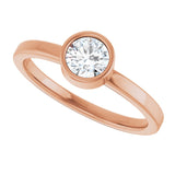 14K Gold Round Natural White Sapphire Bezel-Set Solitaire Ring - Rose Gold - view 5