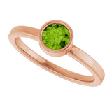 14K Gold Round Natural Peridot Bezel-Set Solitaire Ring - Rose Gold - view 5