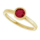14K Gold Round Lab-Grown Ruby Bezel-Set Solitaire Ring - Yellow Gold - view 5