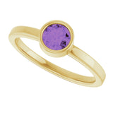 14K Gold Round Natural Amethyst Bezel-Set Solitaire Ring - Yellow Gold - view 5