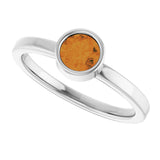 Platinum Round Natural Citrine Bezel-Set Solitaire Ring - view 5