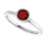 14K Gold Round Natural Mozambique Garnet Bezel-Set Solitaire Ring - White Gold - view 5