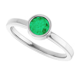 Platinum Round Lab-Grown Emerald Bezel-Set Solitaire Ring - view 5