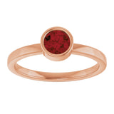 14K Gold Round Natural Mozambique Garnet Bezel-Set Solitaire Ring - Rose Gold - view 3