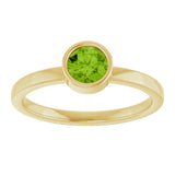 14K Gold Round Natural Peridot Bezel-Set Solitaire Ring - Yellow Gold - view 3