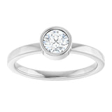 Platinum Round Natural White Sapphire Bezel-Set Solitaire Ring - view 3