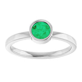 Platinum Round Lab-Grown Emerald Bezel-Set Solitaire Ring - view 3
