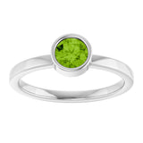 14K Gold Round Natural Peridot Bezel-Set Solitaire Ring - White Gold - view 3