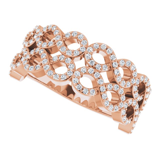 14K Gold Round Natural Diamond Infinity-Inspired Ring II - Rose Gold - view 5
