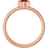 14K Gold Round Natural Mozambique Garnet Bezel-Set Solitaire Ring - Rose Gold - view 2