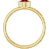 14K Gold Round Natural Ruby Bezel-Set Solitaire Ring - Yellow Gold - view 2