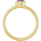 14K Gold Round Natural Amethyst Bezel-Set Solitaire Ring - Yellow Gold - view 2