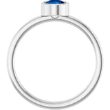 Platinum Round Natural Blue Sapphire Bezel-Set Solitaire Ring - view 2