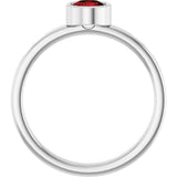 14K Gold Round Natural Mozambique Garnet Bezel-Set Solitaire Ring - White Gold - view 2