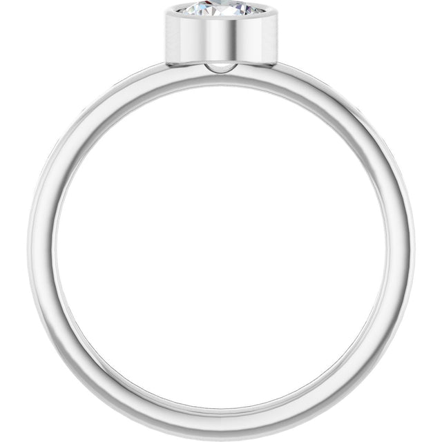 14K Gold Round Natural White Sapphire Bezel-Set Solitaire Ring - White Gold - view 2