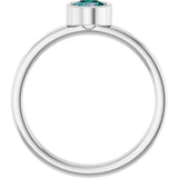 14K Gold Round Lab-Grown Alexandrite Bezel-Set Solitaire Ring - White Gold - view 2