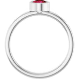 Platinum Round Lab-Grown Ruby Bezel-Set Solitaire Ring - view 2